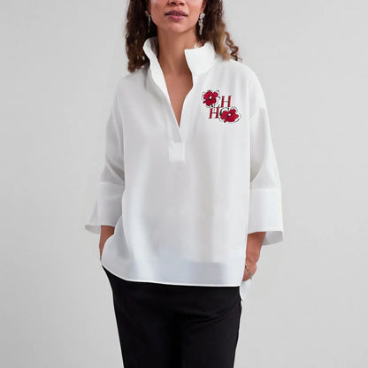 Women's T-shirt 2025 New White Cotton Top 3/4 Sleeves Simple