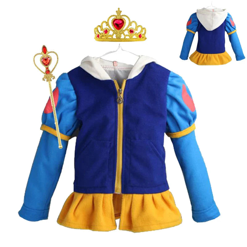Jaquetas Infantis com Capuz Para Meninas Primavera Infantil Desenho Animado Branca de Neve Algodão Casacos Externos Roupas Casuais Infantis Roupa de Menina