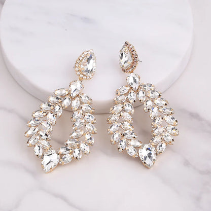 New Crystal Dangle Earrings For Women Rhinestone Earrings Weddings Ladies Party Fashion Jewelry Accessories Wholesale Gifts