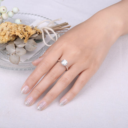 JewelryPalace مويسانيتي لون D 0.5 قيراط 1 قيراط 1.5 قيراط 2 قيراط خاتم زفاف وخطوبة سوليتير من الفضة الإسترليني S925 للنساء بقطع دائري