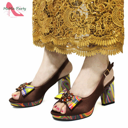 Red Color Italian Design Shoes Matching Bag Set Super High Heels Pumps for Garden Party