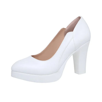 Small Size 32-43 Shallow Red Silver White Wedding Shoes Women Spring 2025 Thick Platform Pumps Woman High Heels for Office