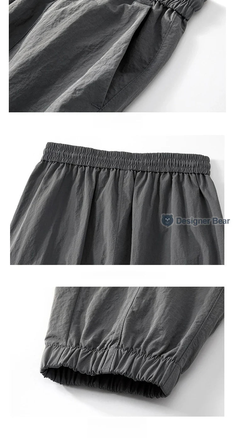 Spring Summer Thin Men's Quick-Dry Cargo Harem Pants Loose Streetwear Joggers with Elastic Cuffs Casual Tapered Trousers Outdoor