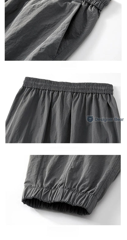 Spring Summer Thin Men's Quick-Dry Cargo Harem Pants Loose Streetwear Joggers with Elastic Cuffs Casual Tapered Trousers Outdoor