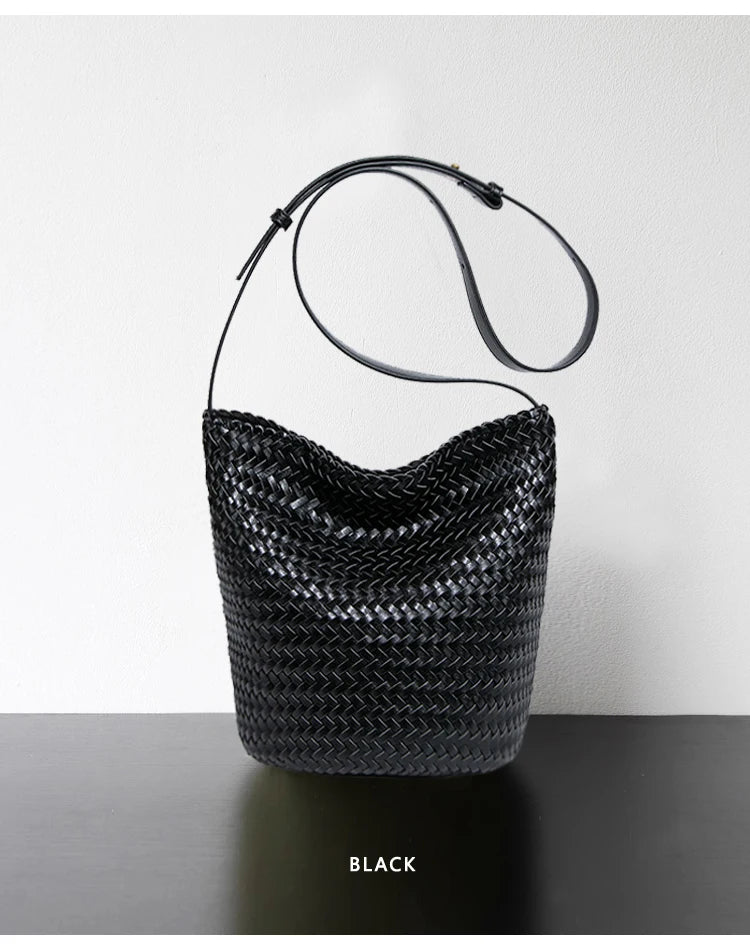 luxury woman handbagNew high end Hand-woven genuine leather women's bag large capacity shoulder tote bag underarm bag bucket bag