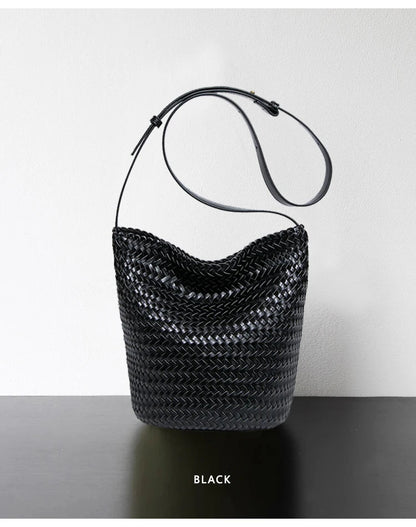 luxury woman handbagNew high end Hand-woven genuine leather women's bag large capacity shoulder tote bag underarm bag bucket bag