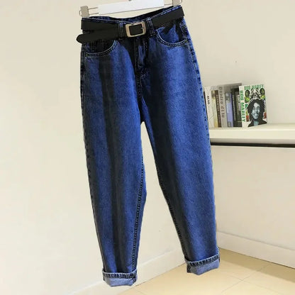 High Waist Mom Jeans Women Loose Slimming Long Trousers