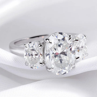 Certified 2CT 4CT Oval Cut All Moissanite Rings for Women Bride Wedding Bands Lab Diamond Gift 100% 925 Sterling Silver