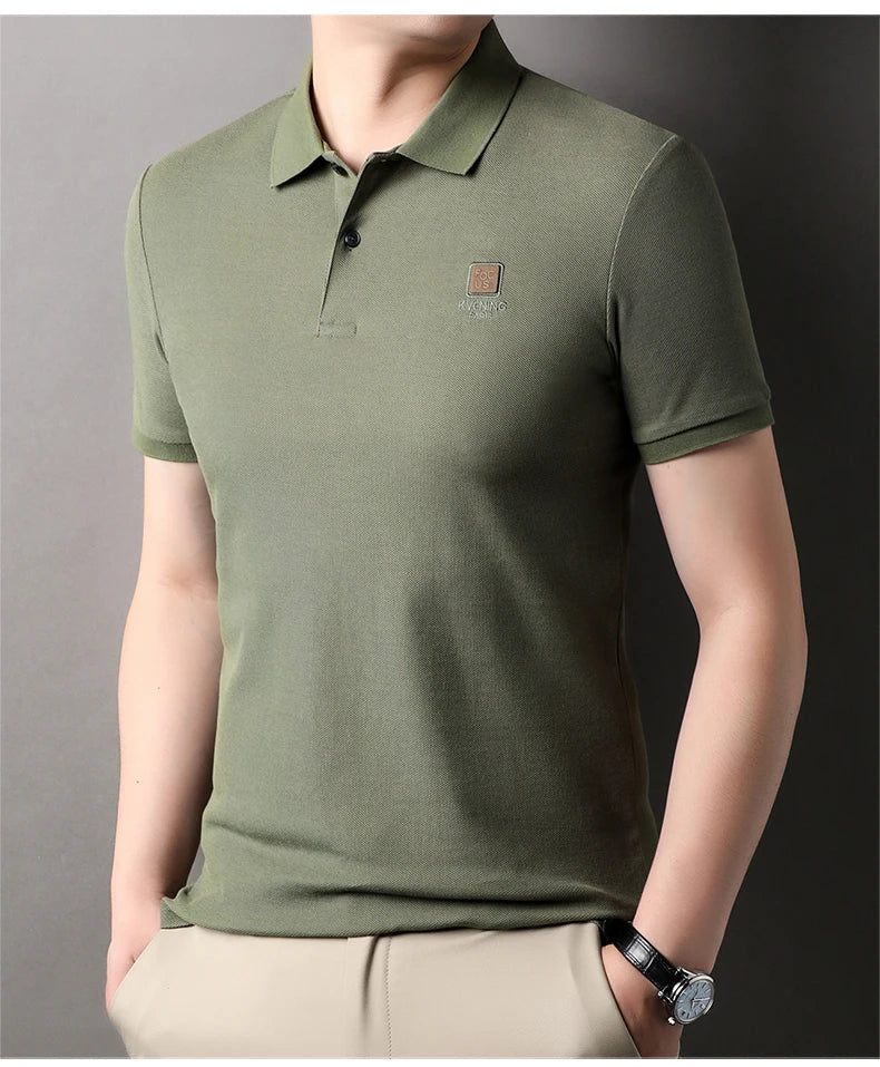 High end brand 100% cotton polo shirt short sleeved men's 2024 summer fashion embroidery comfortable breathable casual T-shirt
