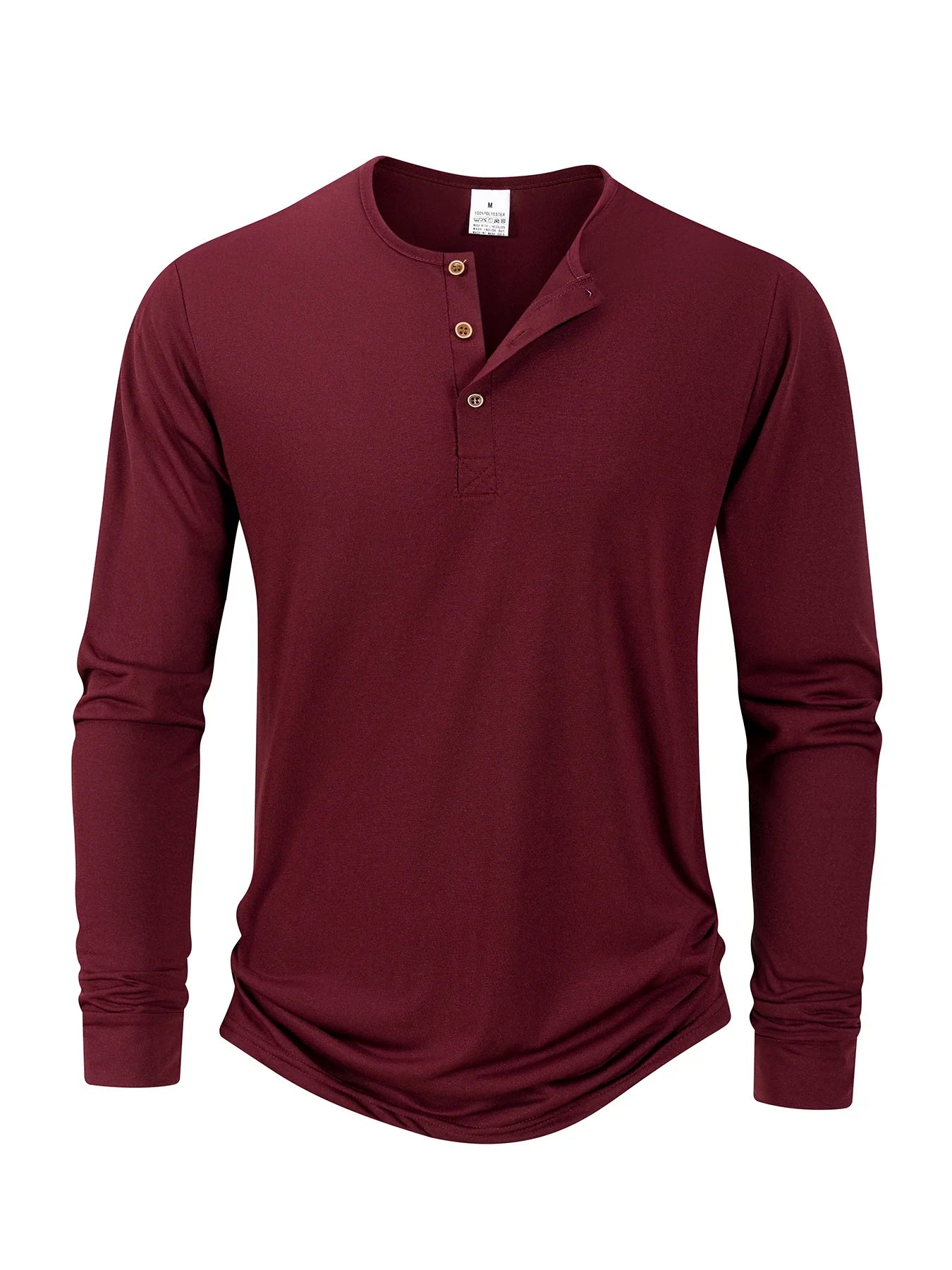 Men's T Shirt Autumn Button Long Sleeve Henley Neck T-Shirt Solid Color Casual Breathable Versatile Tops Fashion Slim T-Shirts