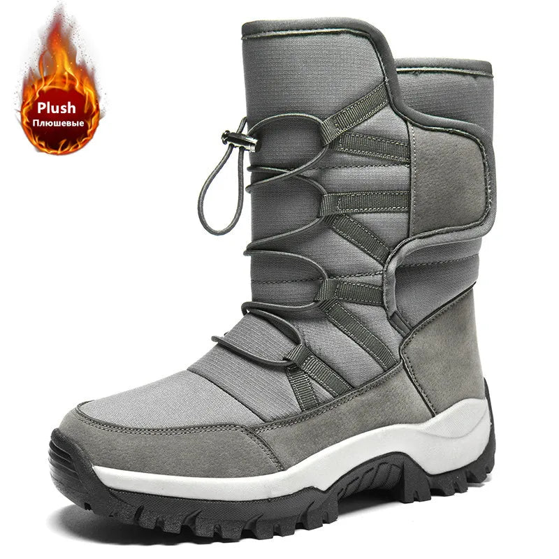 Men's Winter Shoes Waterproof Men's Boots Warm Plush Couple Snow Boots Outdoor Non-slip Hiking Boots Men Work Ankle Boots