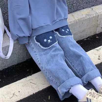 Cute Hip Hop Bear Jeans Girls Cool Pants
