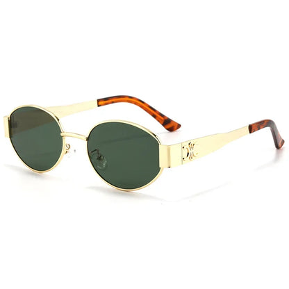 Sunglasses for Women Retro Metal Oval Men Luxury Brand Designer