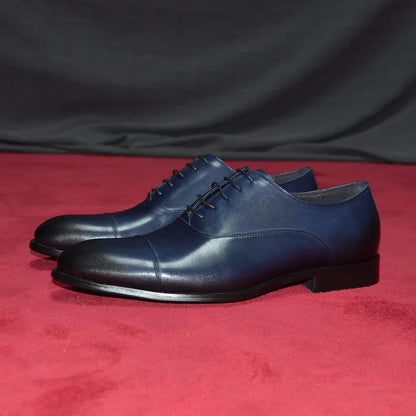 Genuine Leather Handmade Men's Oxford Dress Shoes Cap Toe Lace-Up Classic Business Office Shoe Wedding Party Formal Shoes Man