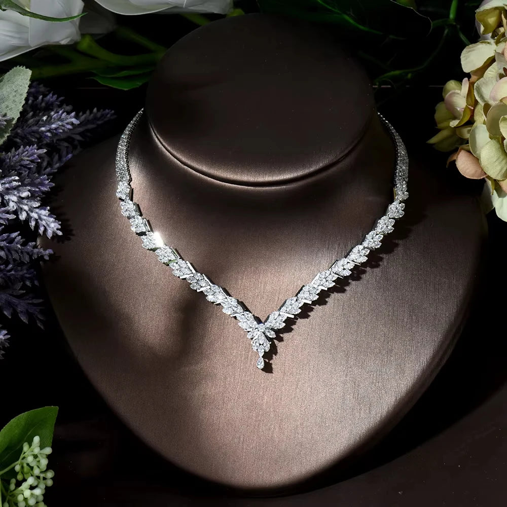 4pcs Necklace and Earrings Set AAA Cubic Zircon Jewelry Set for Dubai Nigeria Women Bridal Wedding Accessories N-119
