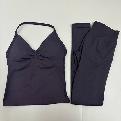 2Pcs Women's Gym Yoga Set Seamless High Waist Leggings Sports Bra Top Workout Outfit Fitness Activewear Runothes Outfit Yoga Set