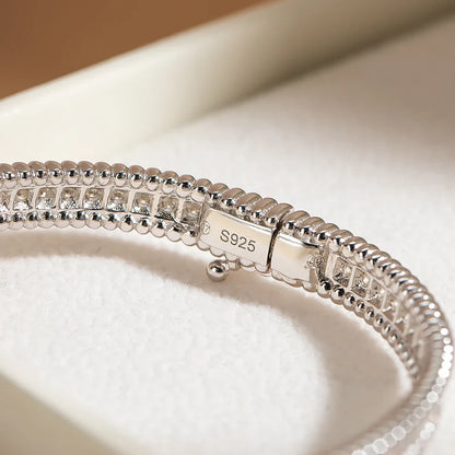 2mm D Moissanite Bangle Women Gift Solid 925 Silver Bracelet Sparkling Lab Diamond Hand Circles Joker Fold Wear Jewelry