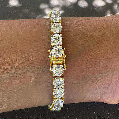 8mm Big Moissanite Diamond Tennis Bracelet for Women Men S925 Silver Plated 18k Yellow/White Gold BangleCertified Certificates