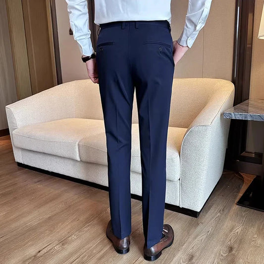 SIZE 28-44 High -end Brand Boutique Real -time Solid Color Men's Casual Business Suit Pants Luxury Men's Slim Casual Trousers