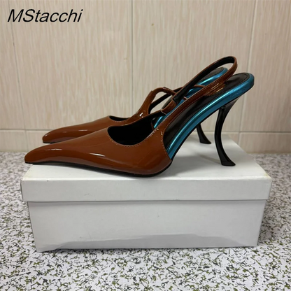 European American Women High Heeled Shoes Woman's Strange Heels Stiletto Summer Sandals Sexy Ladies Shallow Wedding Dance Pumps