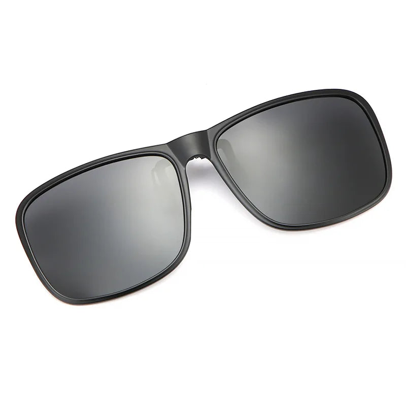 Clip Polarized Sunglasses Square Men Clip On Glasses Flip-up Frames Sunglasses Covers Blue Night Vision Color Lens 2025