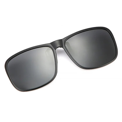 Clip Polarized Sunglasses Square Men Clip On Glasses Flip-up Frames Sunglasses Covers Blue Night Vision Color Lens 2025