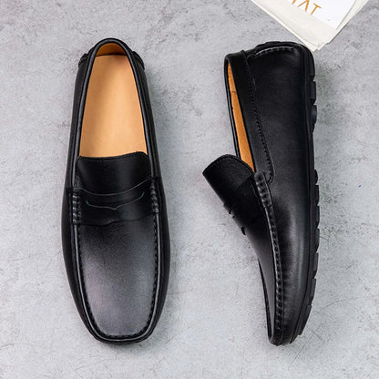 Red Loafers Genuine Leather Slip On Casual Shoes Men Natural Leather Spring Summer Italian Luxury Brand Designer