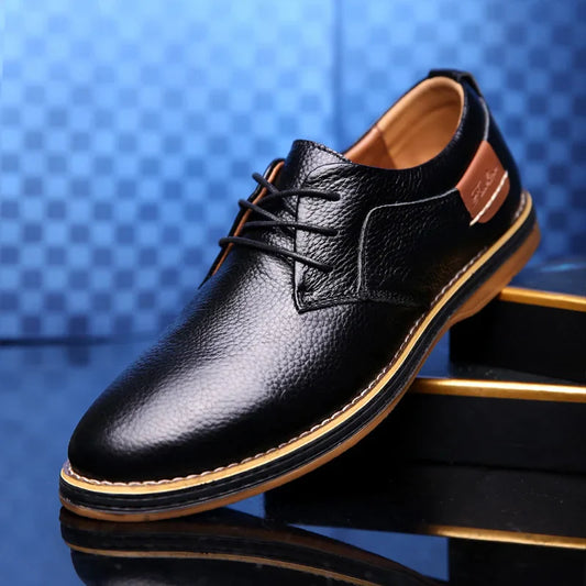 Novos Sapatos Masculinos de Couro Oxford Primavera Outono Sapatos Masculinos Casuais de Amarrar Formais Negócios Casamento Sapatos de Vestir Tamanhos Grandes 38-48