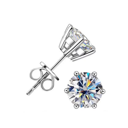 1ct D Color Moissanite Earring 925 Sterling Sliver Plated White Gold Ear Stud Wedding Engagement Earrings For Women