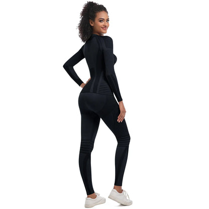 Women Skiwear Set Yoga Set Skiing Underwear Fitness Workout Thermal Gym Ski Snowboarding Running Yoga Exercise Suit Long Johns