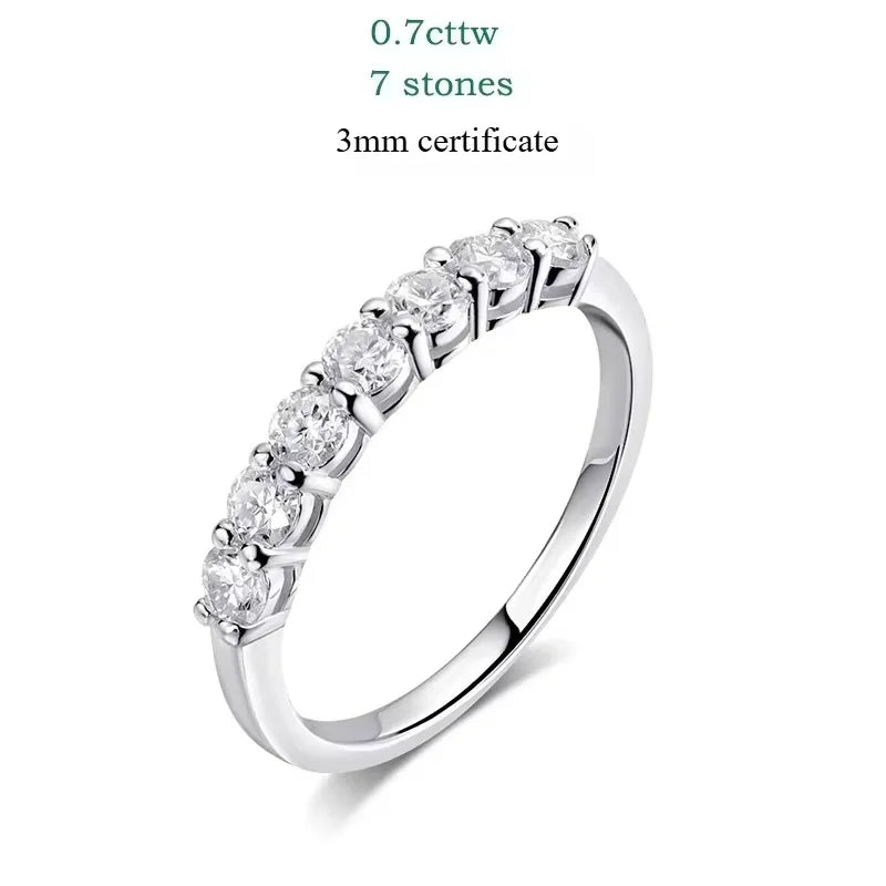 0.7CT 3mm Gemstone Moissanite Rings for Women S925 Silver Matching Wedding Diamonds Band Stackable Ring White Gold Gift