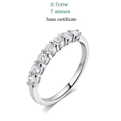 0.7CT 3mm Gemstone Moissanite Rings for Women S925 Silver Matching Wedding Diamonds Band Stackable Ring White Gold Gift