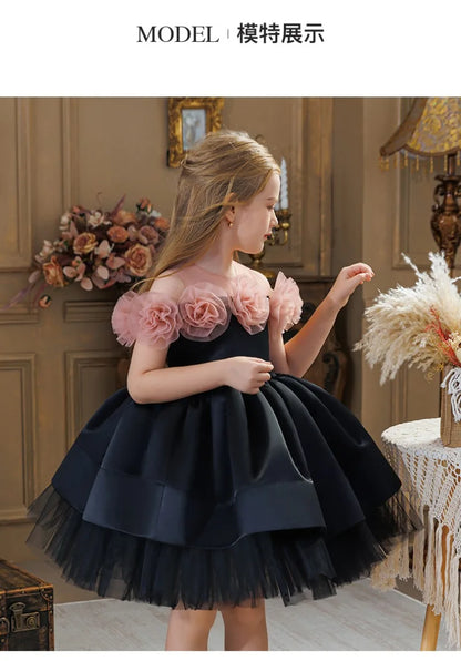 Vestido de Princesa de Aniversário Infantil de Verão UNITIM Vestido de Dama de Honra de Menina Pequena Roupa de Anfitriã de Piano Vestido de Casamento de Dama de Honra para Crianças Vestido de Meninas