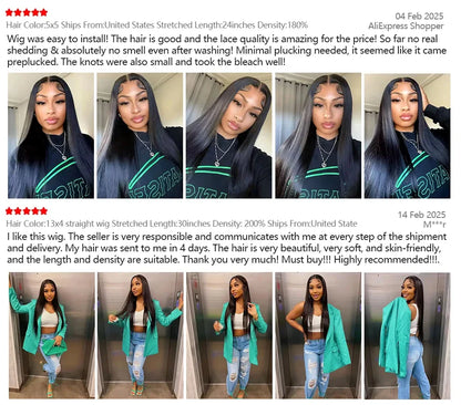 40 Inch 13x6 Hd Lace Frontal Wig 200% Density Brazilian Straight 13x4 Lace Front Human Hair Wigs Natural Hairline Bleached Knots