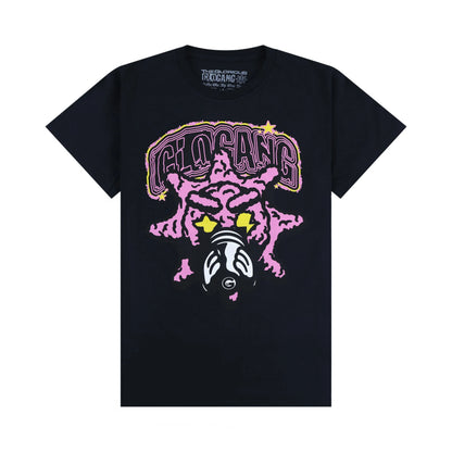 Glogang Men's Trendy Short-Sleeve T-Shirt Fashionable Street Style Harajuku Style Y2K Crew Neck Short-Sleeve Pure Cotton T-Shirt