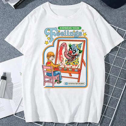 Let's Sacrifice Toby Horror Satanist Graphic Tops Unique Creative Cartoon Streetwear Unisex Scary Short-sleev Tee Ropa Hombre