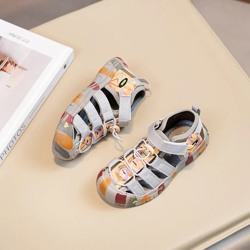 Boys Girls Casual Toes Capped Shoes Soft Sole Kids Sport Sandals Non-slip Children Summer Beach Shoes Classic Pull Rope 2025 New
