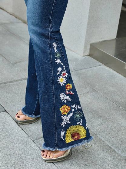 Women's Embroidered Flared Jeans