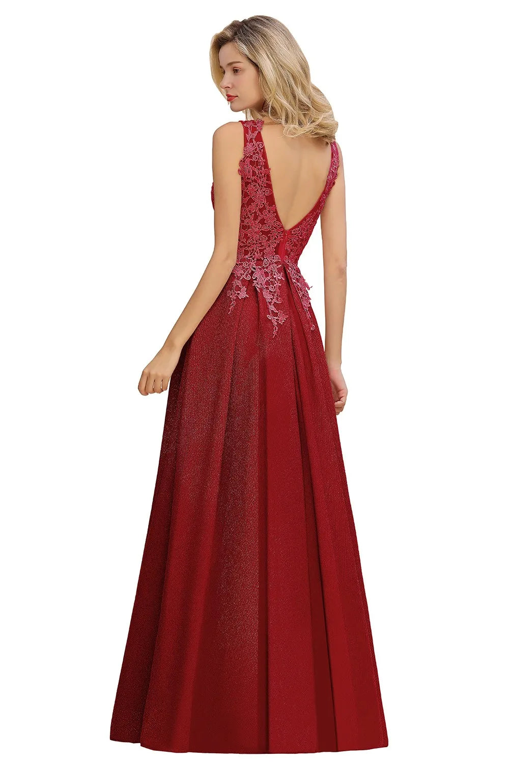 Dusty Pink Bridesmaid Dresses Appliques Lace V Neck Illusion Blue Burgundy Silver For Bride Wedding Party Prom Gowns Vestidos