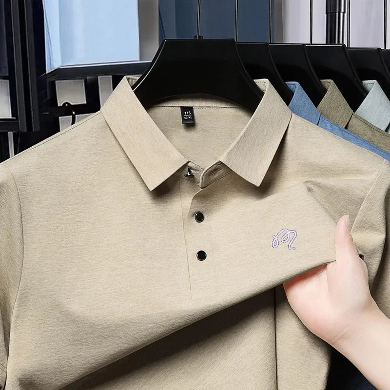 High-End Man T-Shirt Polo Shirt Lapel Button Pattern Printing British Style Summer Hot-Selling Casual Fashion Golf Mens Clothing