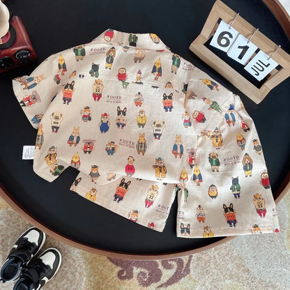 2Pcs/Sets New Summer Baby Boys Clothes Suit Children Cartoon Shirt Shorts Toddler Clothing Infant Casual Costume Kids Tracksuits