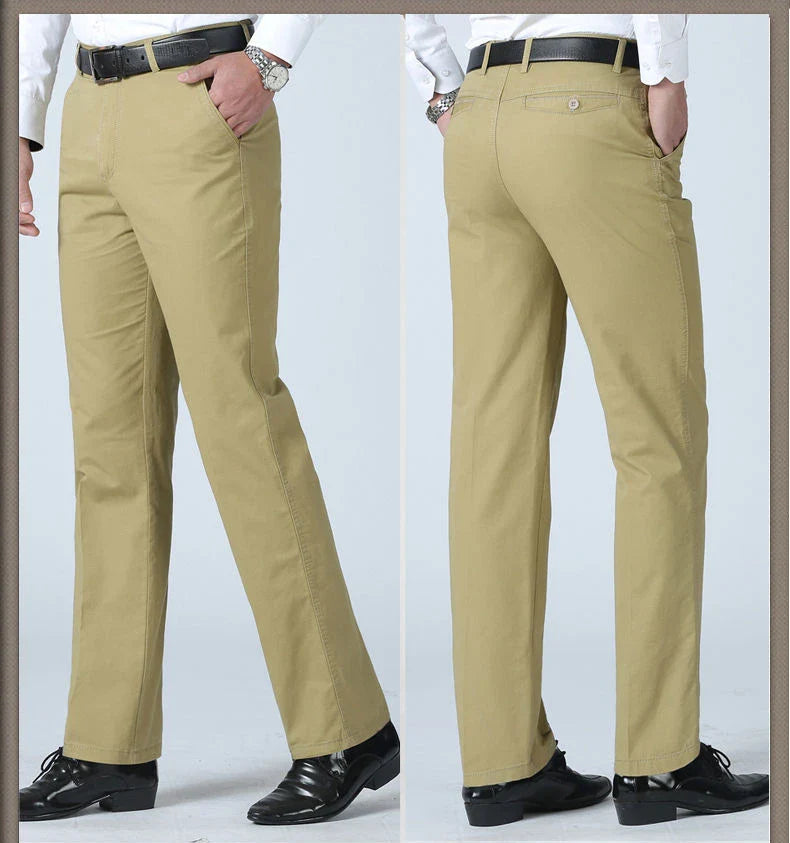 Men's Summer Thin Casual Suit Pants Autumn Thick 100% Cotton Classic Business Fashion Stretch Trousers Male Brand Clothes