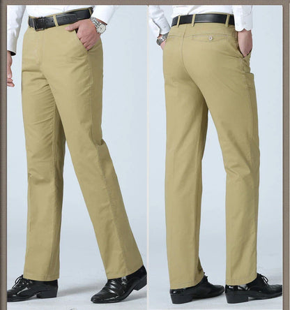 Men's Summer Thin Casual Suit Pants Autumn Thick 100% Cotton Classic Business Fashion Stretch Trousers Male Brand Clothes