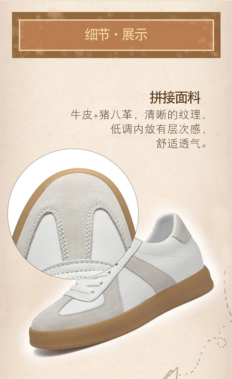 Invisible Height-Increasing Shoes 8cm German Training Shoes for Men, Summer Breathable Casual Sneakers, Genuine Leather Retro Versatile Forrest Gump Shoes 6cm