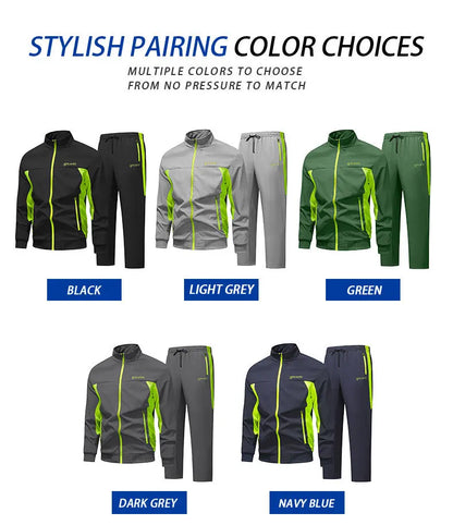 Mens Casual 2 Piece Set Long Sleeve Jacket Pants Thin Lightweight Polyester Cotton Trendy Hip Hop Streetwear Spring Autumn