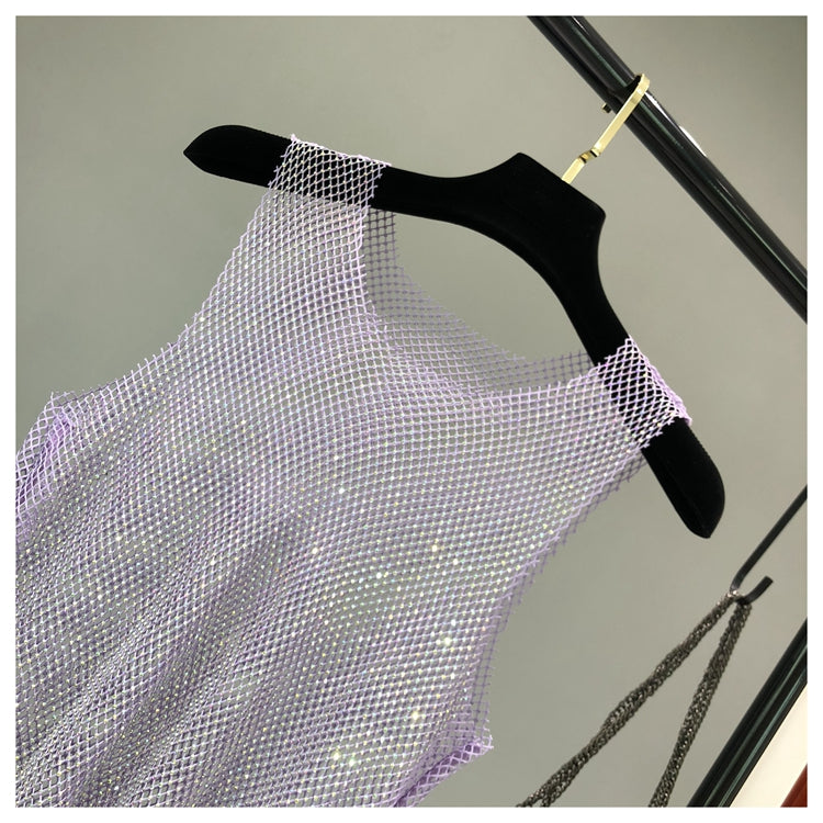 Crystal Beading Shiny Tanks Party Club Sexy Hollow Out Diamonds Stamping Camis Winky Sleeveless Vest