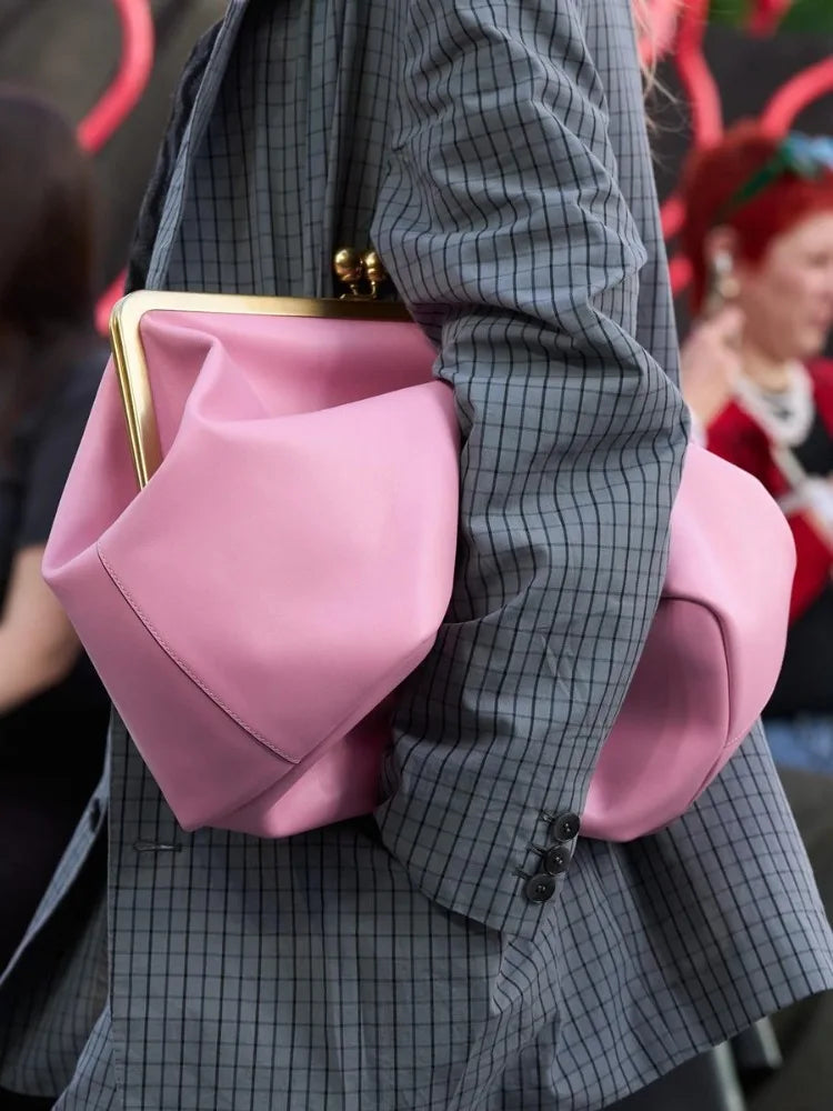 Large Clip Bags For Women Famous Brands Runway Styles Frame Kiss Lock Shell Handbag Classic Fashion Exquisite Trend Shoulder Bag