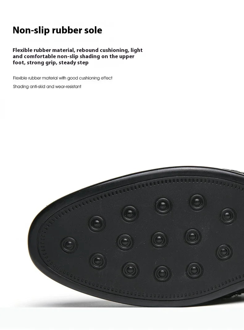 European station fashion brand luxury bean shoes leather men's shoes slip-on loafers classic plaid small leather shoes