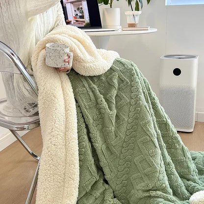 Soft Woolen Blanket for Bedding and Sofa, Warm Lamb Velvet Flannel Cover Blanket for Office, Air Conditioning and Nap