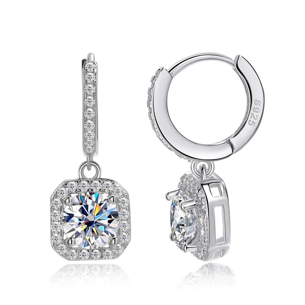 D Color Moissanite Earring 925 Sterling Sliver Plated with White Gold Earring for Women Wedding Engagement Fine Jewelry